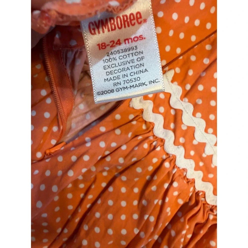 Gymboree Orange Polka Dot‎ Ric-Rac Cotton Dress Girls 18-24 Months 240538993